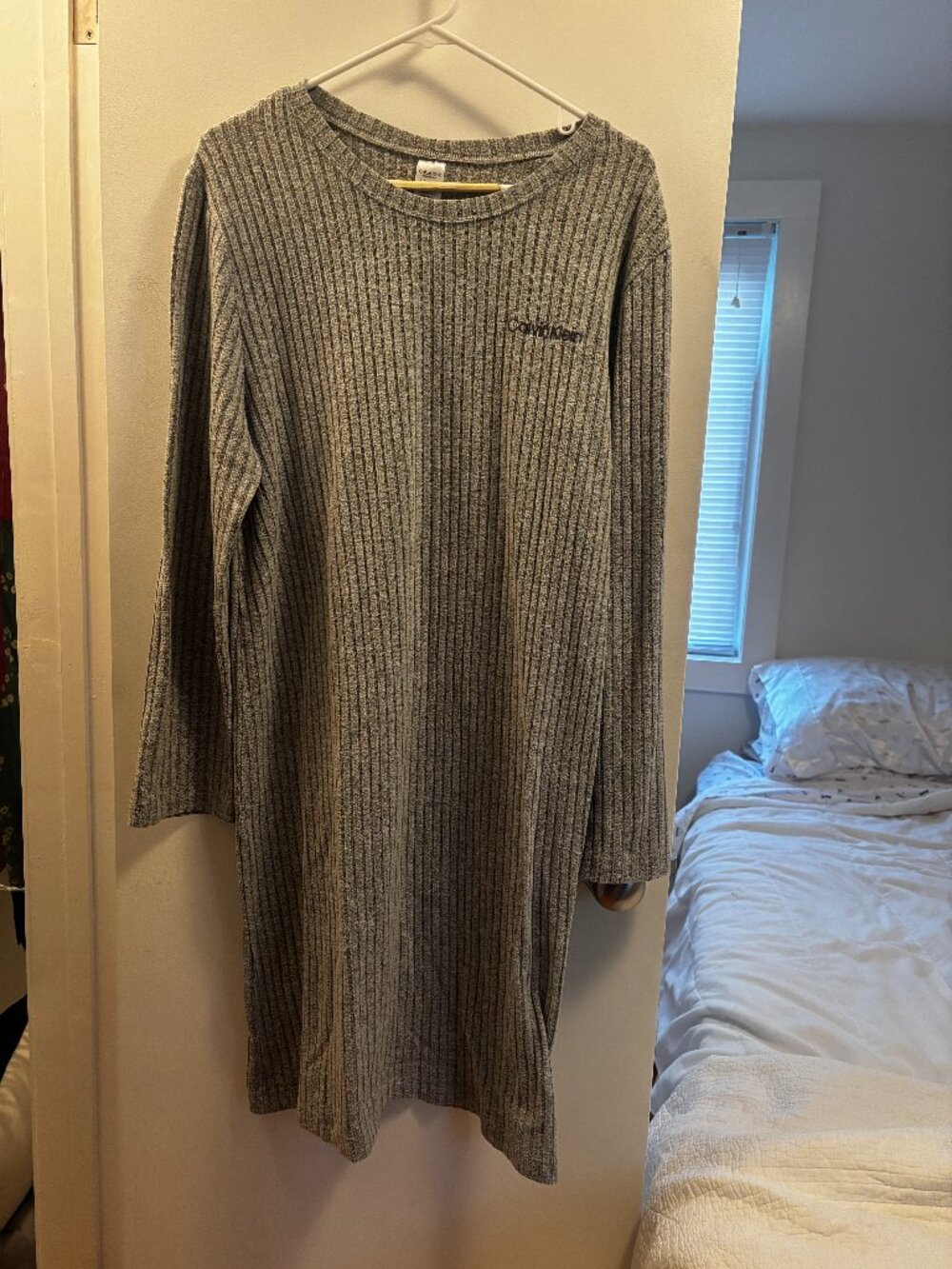 Calvin Klein Ribbed Sleepwear/Dress Gray Women’s Size XL Soft Casual Logo